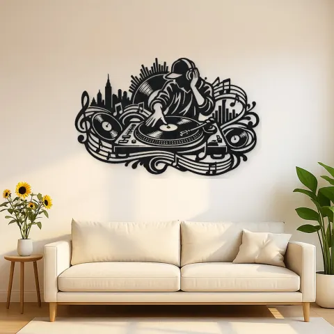 Turntable Groove Metal Wall Art | Music Room Wall Decor