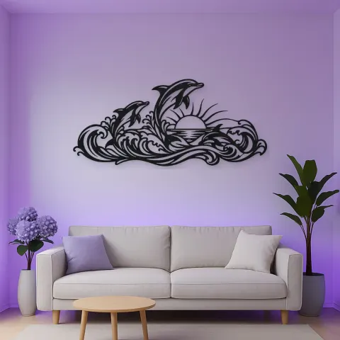 Dolphin Wave Dance Metal Wall Art | Coastal and Nautical Wall Decor alternative Ansicht