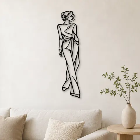 Runway Curve Muse Metal Wall Art | Minimalist Woman Line Art