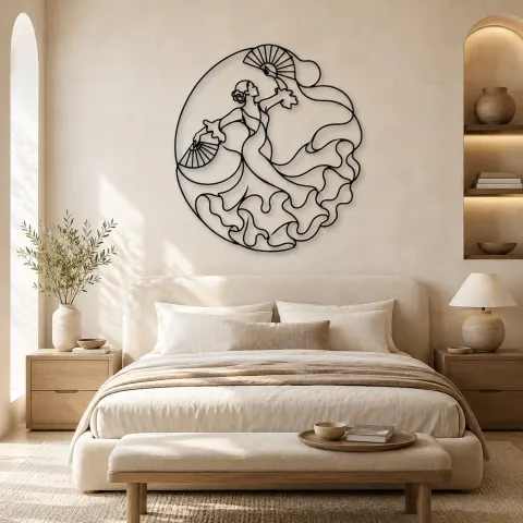 Sevillana Fächer Tanz Metall-Wandkunst | Wanddekoration mit Tanzsilhouette alternative Ansicht