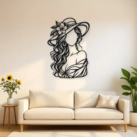 Faceless Fashion Muse Metal Wall Art | Minimalist Woman Line Art