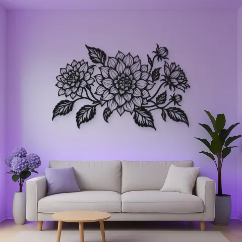 Vue alternative de Dahlia Bloom Metal Wall Art | Botanical Metal Wall Decor