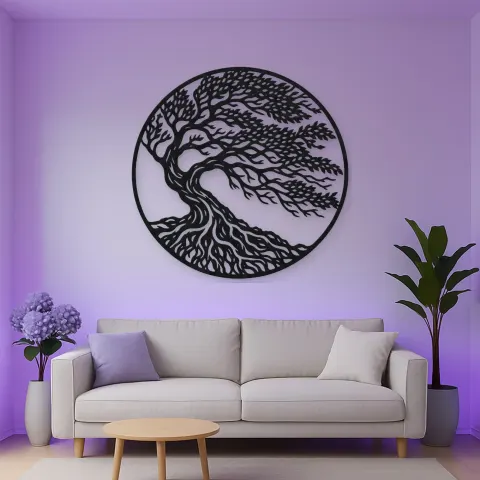 Vue alternative de Windblown Tree Metal Wall Art | Botanical Metal Wall Decor