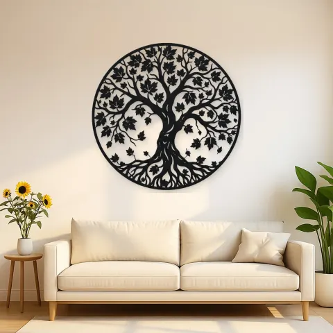 Autumn Leaf Tree Metal Wall Art | Botanical Metal Wall Decor