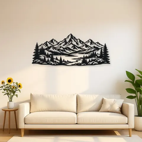 Snowcap Serenity Metal Wall Art | Modern Abstract Metal Decor