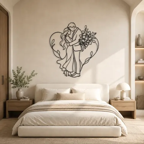 Vista alternativa di Insegna in Metallo Amanti Regalo di Fiori | Decorazione Romantica Coppia
