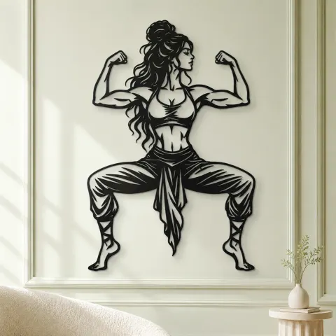 Vue alternative de Goddess Pose Strength Metal Wall Art | Movement Silhouette Decor