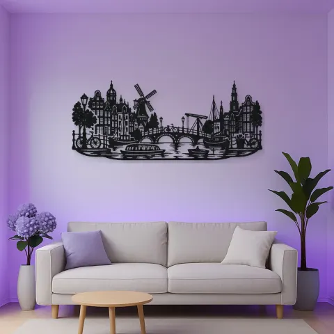 Amsterdam Canal Line Metal Wall Art | Travel and City Wall Decor alternative Ansicht