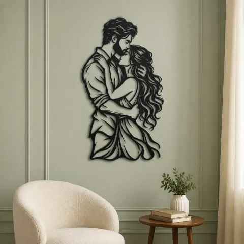 Vue alternative de Tender Forehead Kiss Metal Wall Art | Romantic Couple Decor