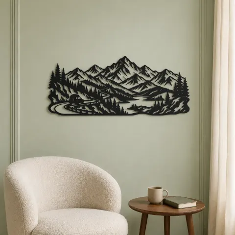 Vue alternative de Mountain Road Journey Metal Wall Art | Travel and City Wall Decor