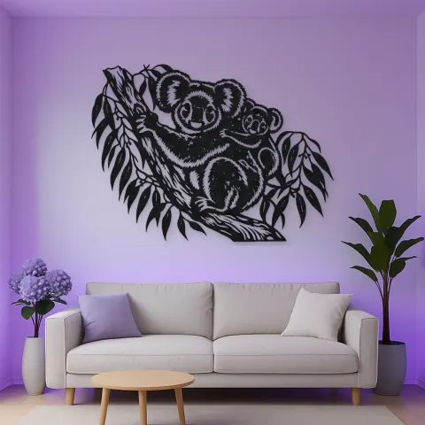Koala Eucalyptus Metal Wall Art | Wildlife Silhouette Decor alternative Ansicht