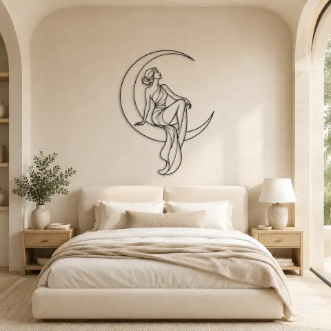 Vue alternative de Décoration murale en métal Femme Lune Croissante | Décor mural Femme Céleste