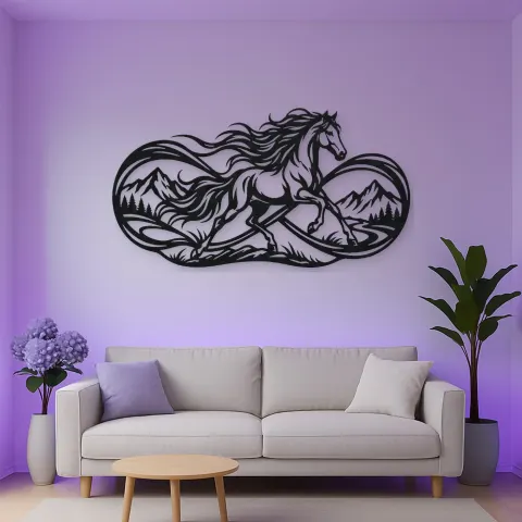 Infinite Horse Line Metal Wall Art | Equestrian Wall Decor alternative Ansicht
