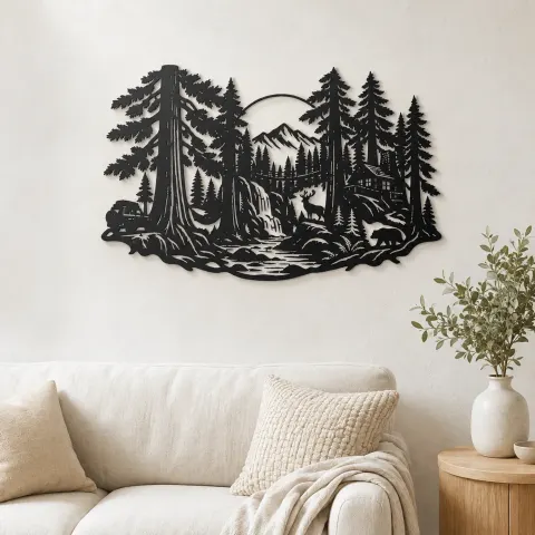 Redwood Canopy Metal Wall Art | Nature Silhouette Decor