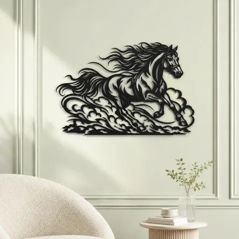 Vue alternative de Galloping Dust Flow Metal Wall Art | Equestrian Wall Decor