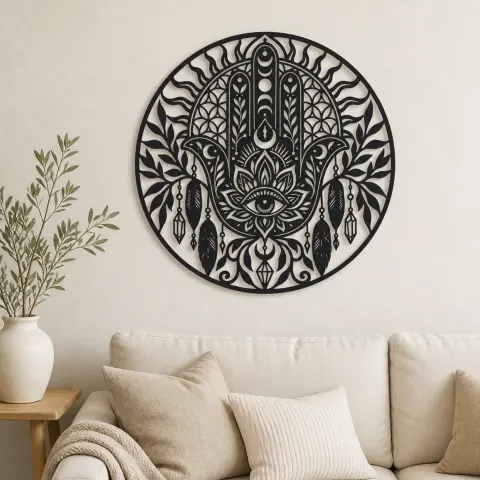 Protection Hand Metal Wall Art | Spiritual Boho Metal Decor