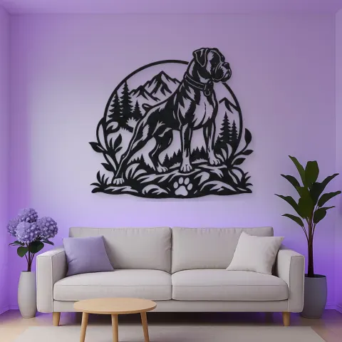 Vue alternative de Boxer Strong Profile Metal Wall Art | Pet Lover Silhouette Decor