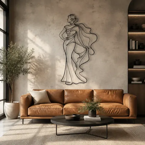 Vue alternative de Décoration murale en métal profil écharpe flottante | Décor mural figure de mode