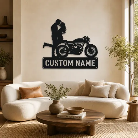 Décoration murale en métal personnalisée Couple Café Racer