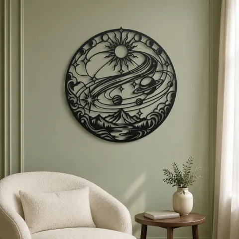Vue alternative de Comet Trail Curve Metal Wall Art | Nature Silhouette Decor