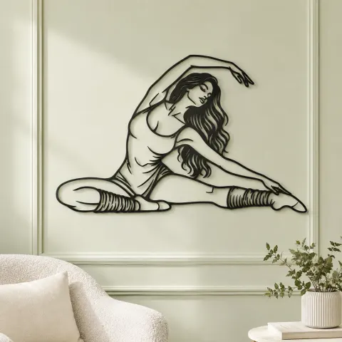 Vue alternative de Floor Stretch Muse Metal Wall Art | Movement Silhouette Decor