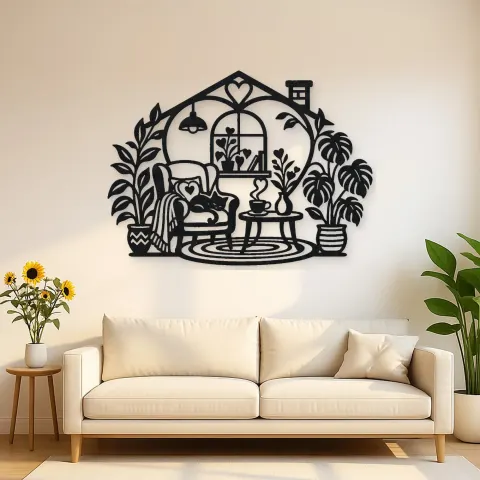 Home Sweet Heart Symbol Metal Wall Art | Cozy Home Metal Decor