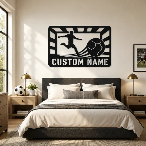 Vue alternative de Décoration murale en métal personnalisée Joueur de Football avec Stade