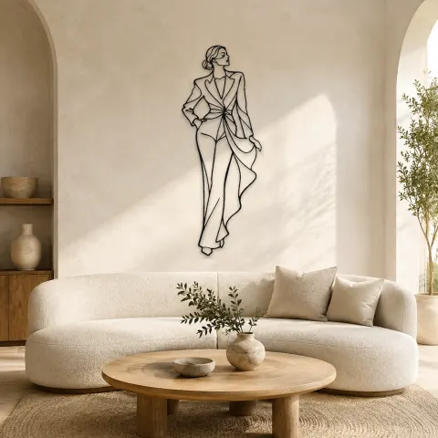 Silhouette de Mode de Luxe en Métal | Décoration Murale Figure de Mode