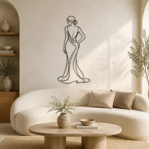 Décoration murale en métal "Robe à colonne" | Décor mural figure de mode