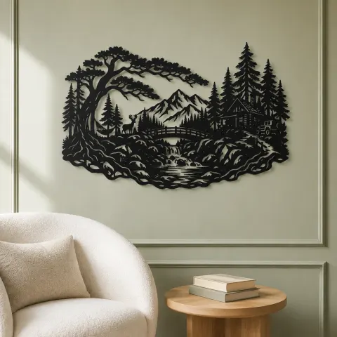 Vue alternative de Secret Forest Bridge Metal Wall Art | Travel and City Wall Decor