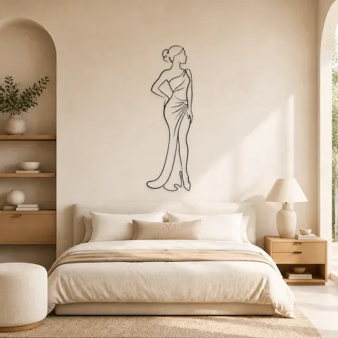 Vue alternative de Élégance de Profil Latéral Décoration Murale en Métal | Décor de Mur de Figure de Mode