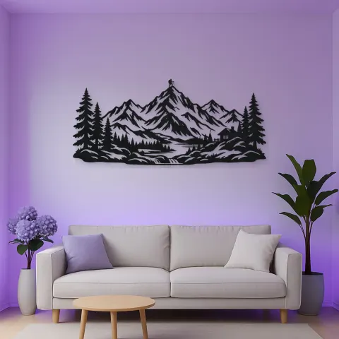 Pine Framed Summit Metal Wall Art | Nature Silhouette Decor alternative Ansicht