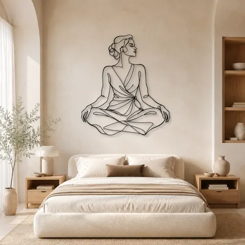 Vue alternative de Décoration murale en métal Lotus Assis Mode | Décor mural Figure de Mode