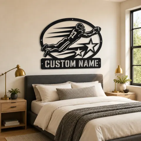 Vue alternative de Décoration murale en métal personnalisée - Receveur plongeant numéro 87 étoiles