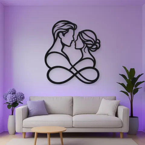 Intertwined Profiles Metal Wall Art | Romantic Couple Decor alternative Ansicht