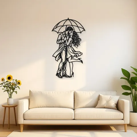 Under One Umbrella Metal Wall Art | Romantic Couple Decor