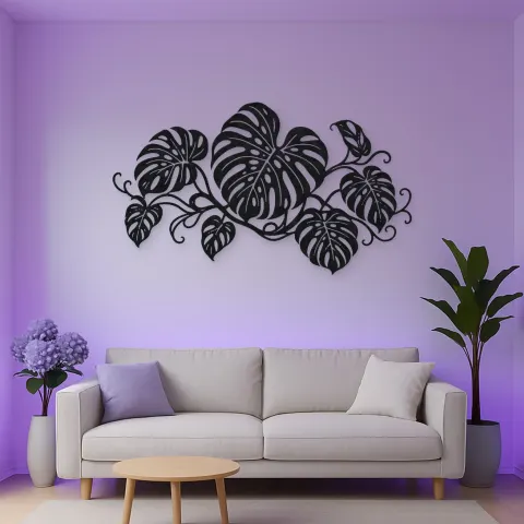 Vista alternativa de Monstera Leaf Rhythm Metal Wall Art | Botanical Metal Wall Decor