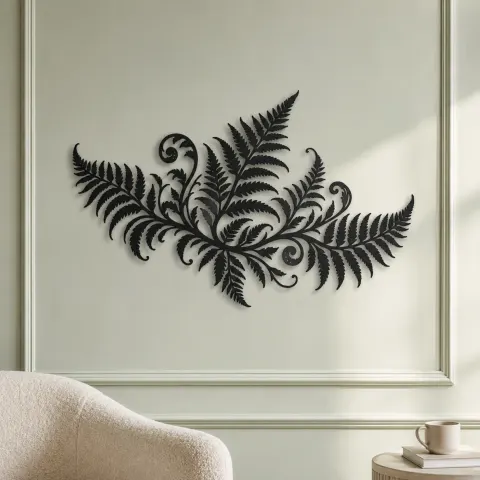 Vue alternative de Fern Frond Wave Metal Wall Art | Coastal and Nautical Wall Decor