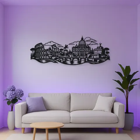 Vue alternative de Rome Skyline Flow Metal Wall Art | Travel and City Wall Decor