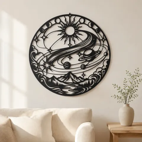 Comet Trail Curve Metal Wall Art | Nature Silhouette Decor