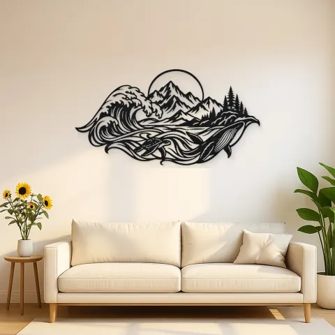 Ocean Mountain Fusion Metal Wall Art | Coastal and Nautical Wall Decor