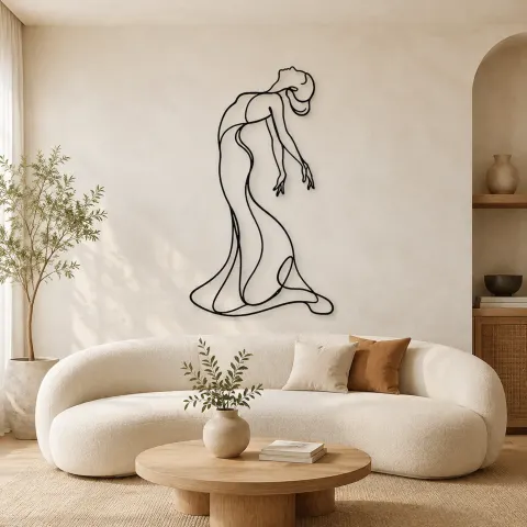 Décoration murale en métal "Flux de dos arqué" | Décor mural de figure féminine
