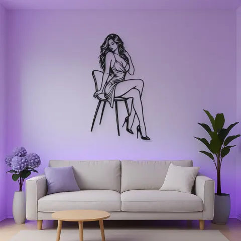 Sensual Chair Pose Metal Wall Art | Movement Silhouette Decor alternative Ansicht