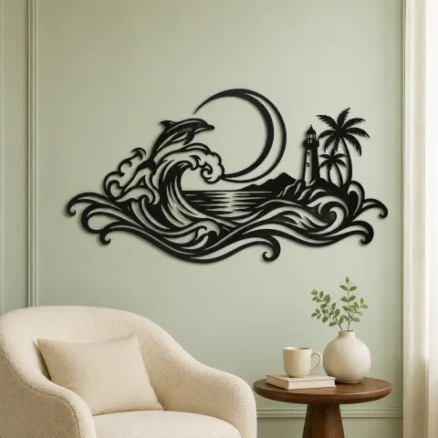 Crescent Moon Tide Metal Wall Art | Coastal and Nautical Wall Decor alternative Ansicht