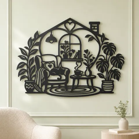 Vue alternative de Home Sweet Heart Symbol Metal Wall Art | Cozy Home Metal Decor
