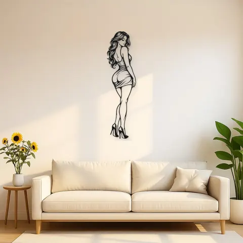 Body Line Twist Metal Wall Art | Minimalist Woman Line Art