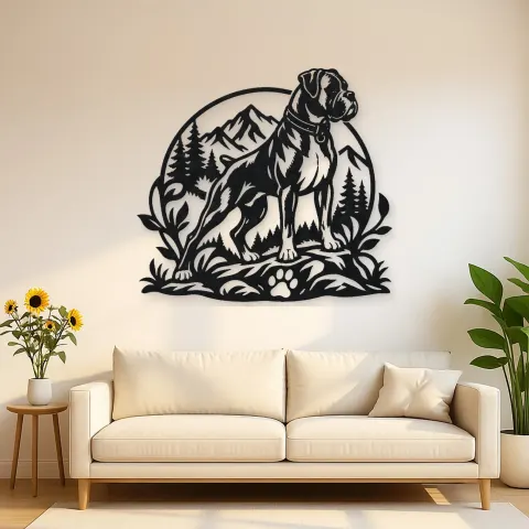 Boxer Strong Profile Metal Wall Art | Pet Lover Silhouette Decor