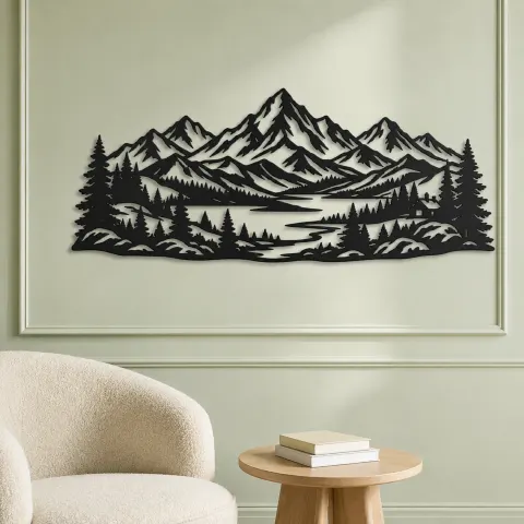 Vue alternative de Snowcap Serenity Metal Wall Art | Modern Abstract Metal Decor