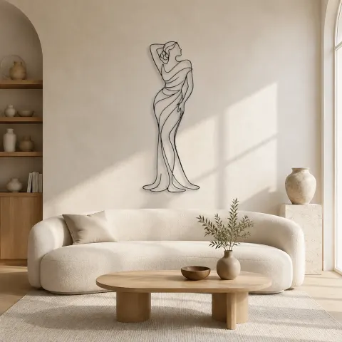 Décoration murale en métal "Pose Féminine Art Déco" | Décor de Figure de Mode