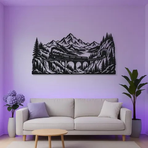 Train through Mountains Metal Wall Art | Travel and City Wall Decor alternative Ansicht